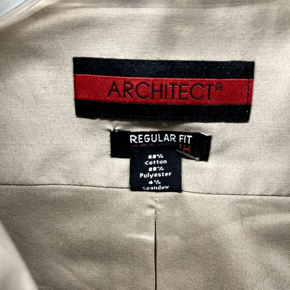 Architect Shirt Mens XL 17‎ 17.5 34 35 Tan Regular Fit Stretch Button Up - Picture 10 of 14